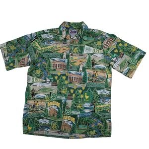Vintage Reyn Spooner University of Oregon Ducks Allover Print Button Down Shirt